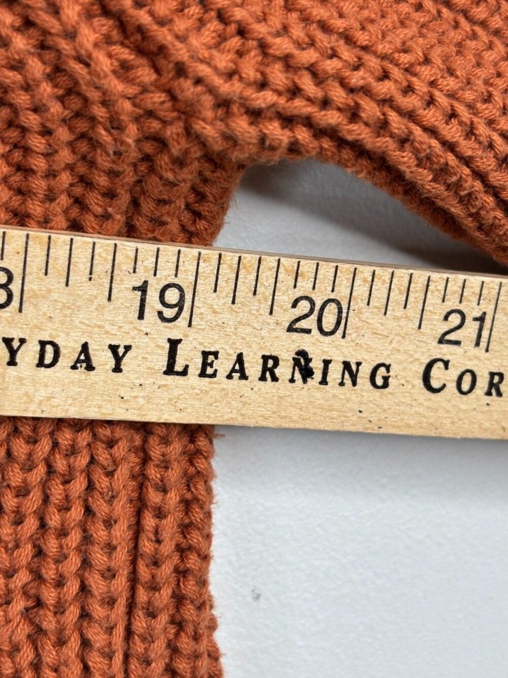 Quince 100% Organic Cotton Fisherman Crew Neck Sweater S Rust Brown Ribbed Knit - Picture 8 of 9